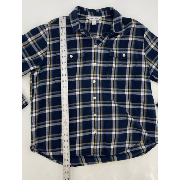 Old Navy Women’s Blue Yellow Plaid Boyfriend Shirt Size Medium Normcore - Picture 8 of 9